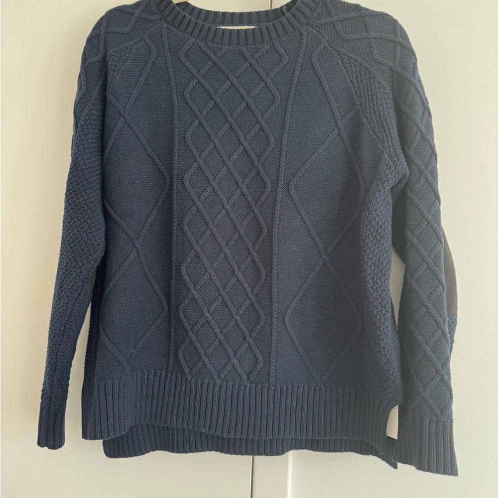 Rachel Zoe Navy Cable Knit Crew Neck Sweater